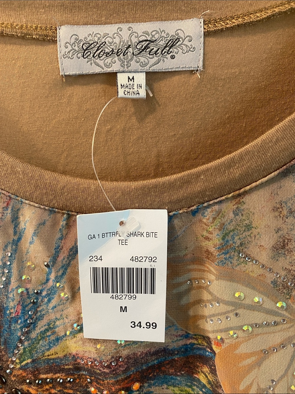 Rafaella Tan Long-Sleeve Butterfly Print Top - Picture 3 of 3